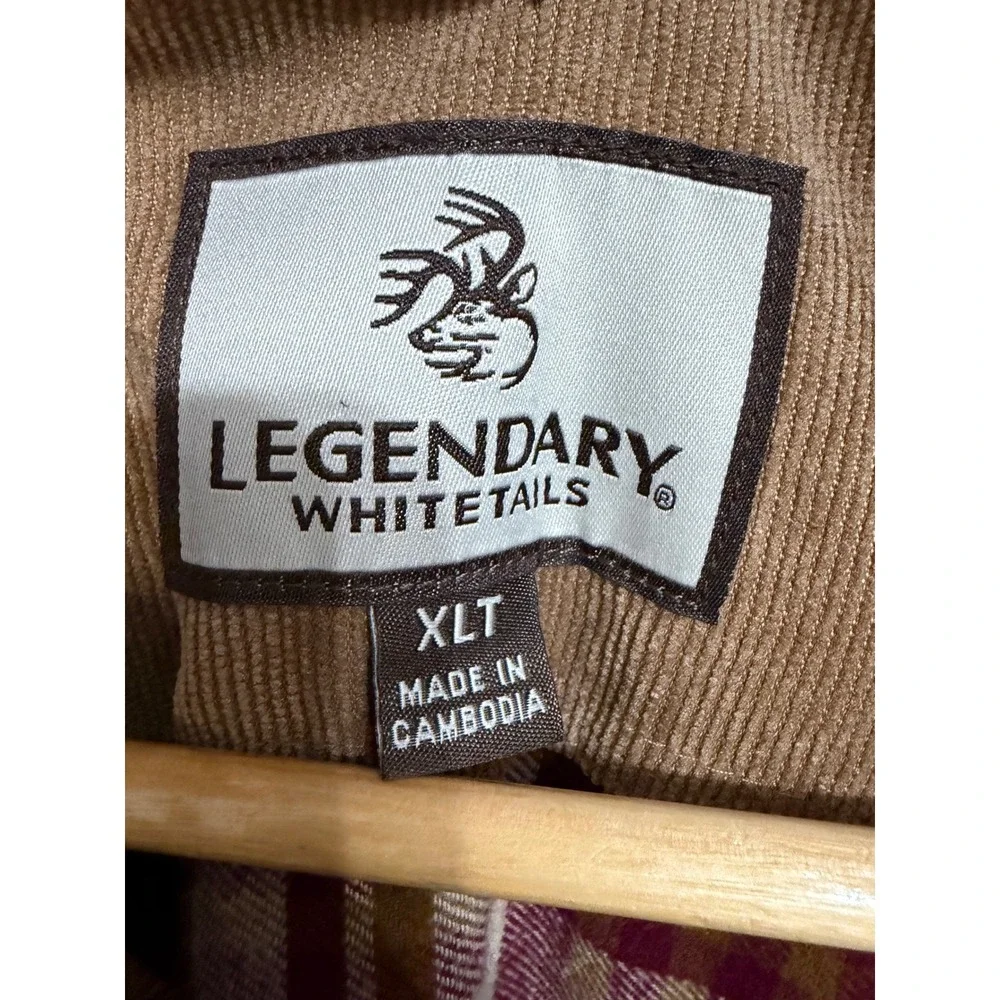 Legendary Whitetails Mens Buck Camp Flannel Shirt Plaid Burgundy Tan XLT New